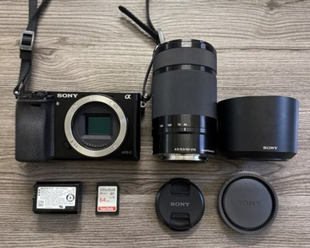 Sony Alpha a6000 24.3MP Mirrorless Digital Camera w/ 55-210mm Lens & Battery
